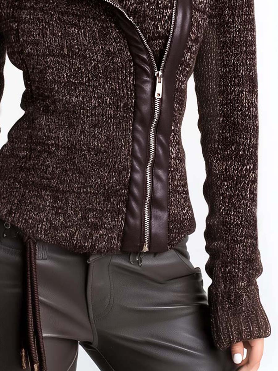 Eugenie - Asymmetric Zip Knit Jacket