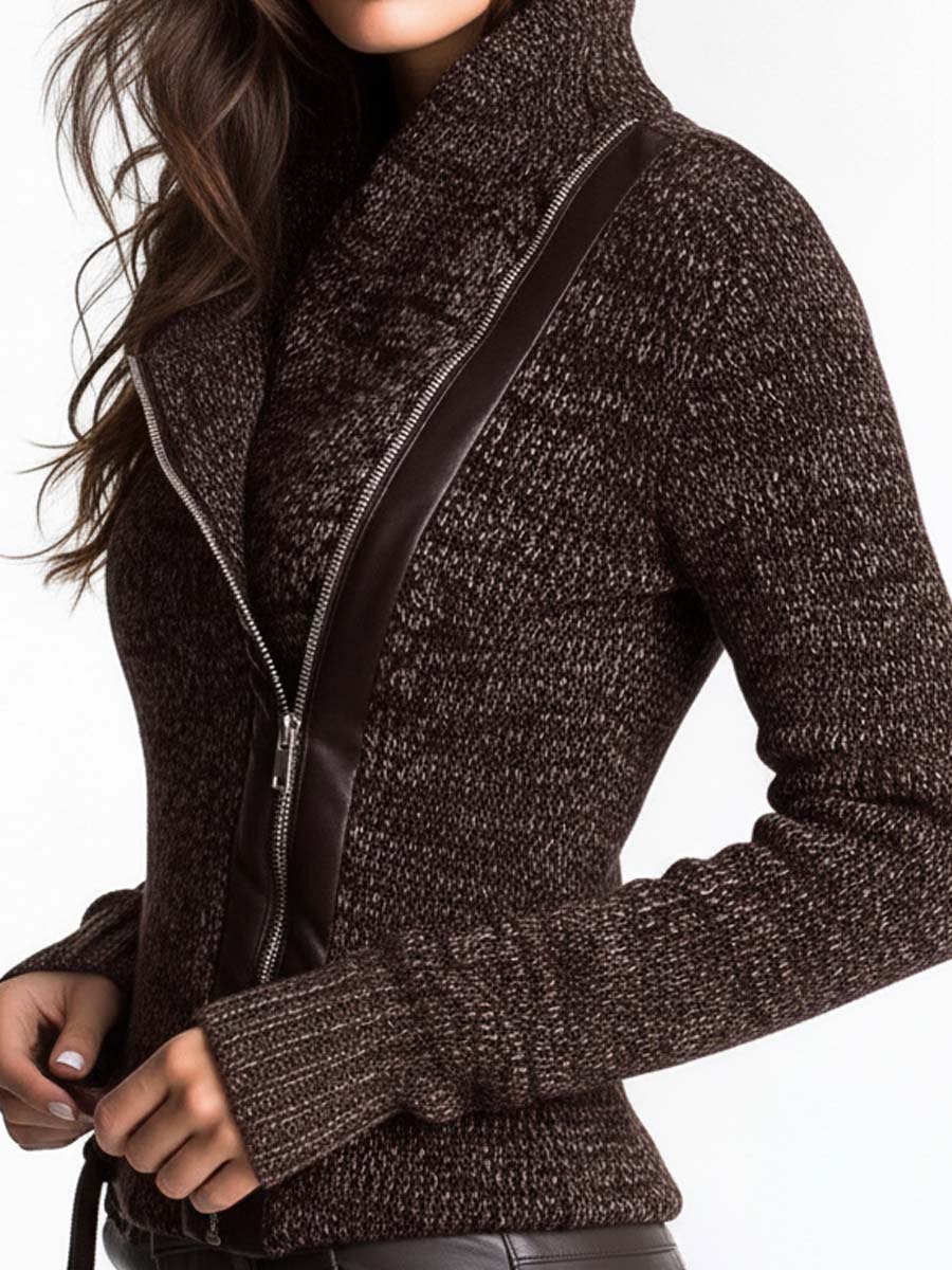 Eugenie - Asymmetric Zip Knit Jacket