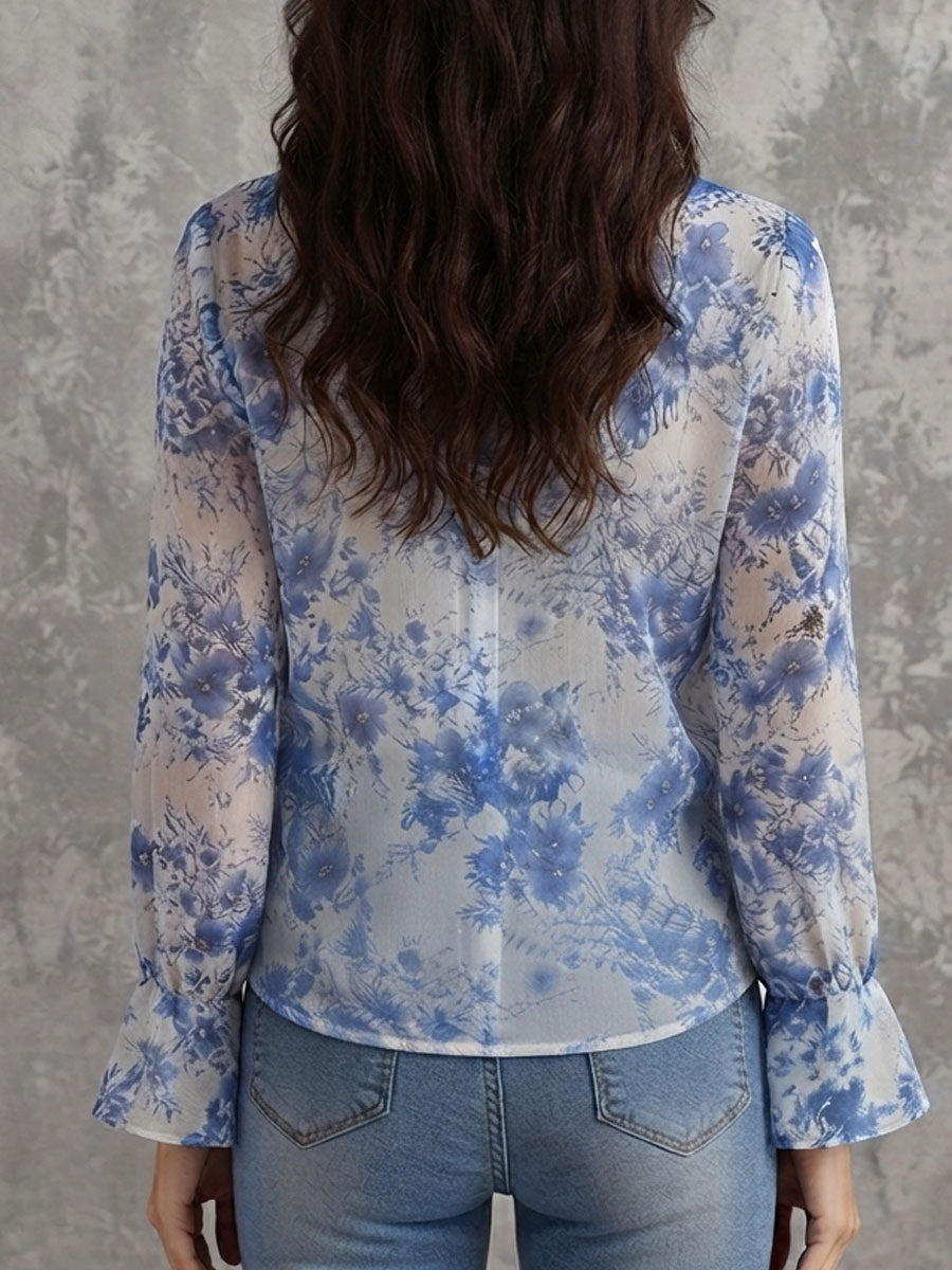 Winona - Floral Crinkle Chiffon Blouse