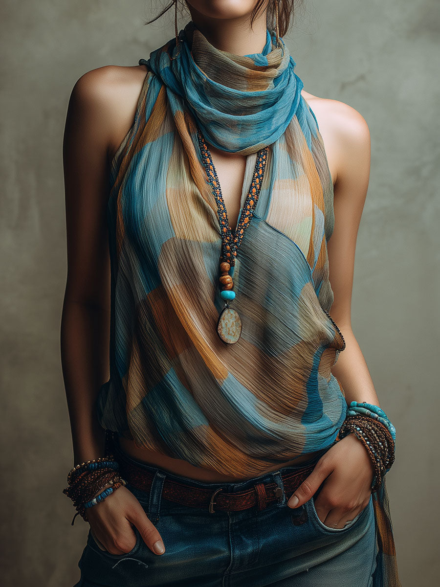 Tara - Scarf Neck Halter Blouse