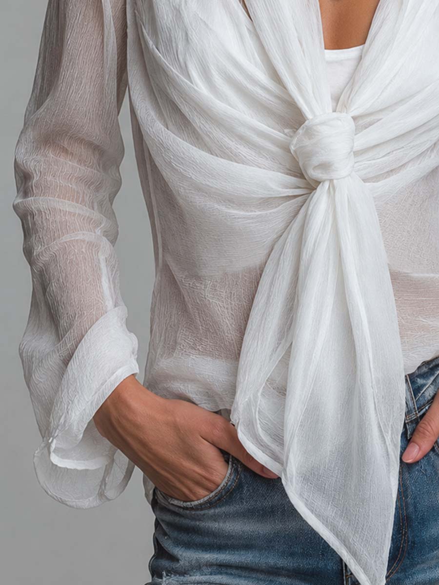 Simone - Sheer Chiffon Wrap Blouse