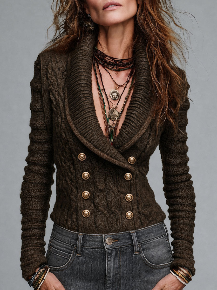 Marine - Double-Breasted Cable Cardigan