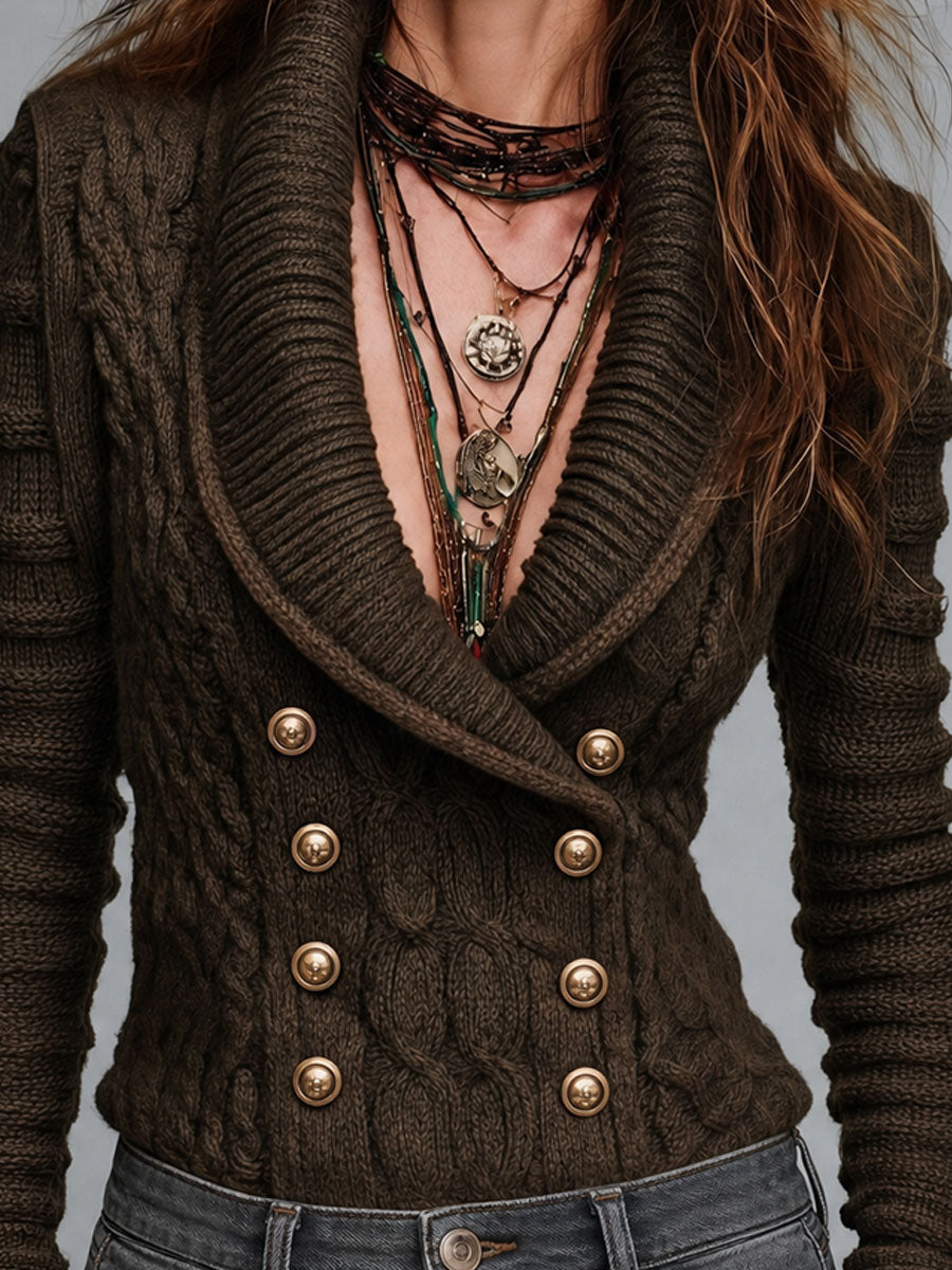 Marine - Double-Breasted Cable Cardigan