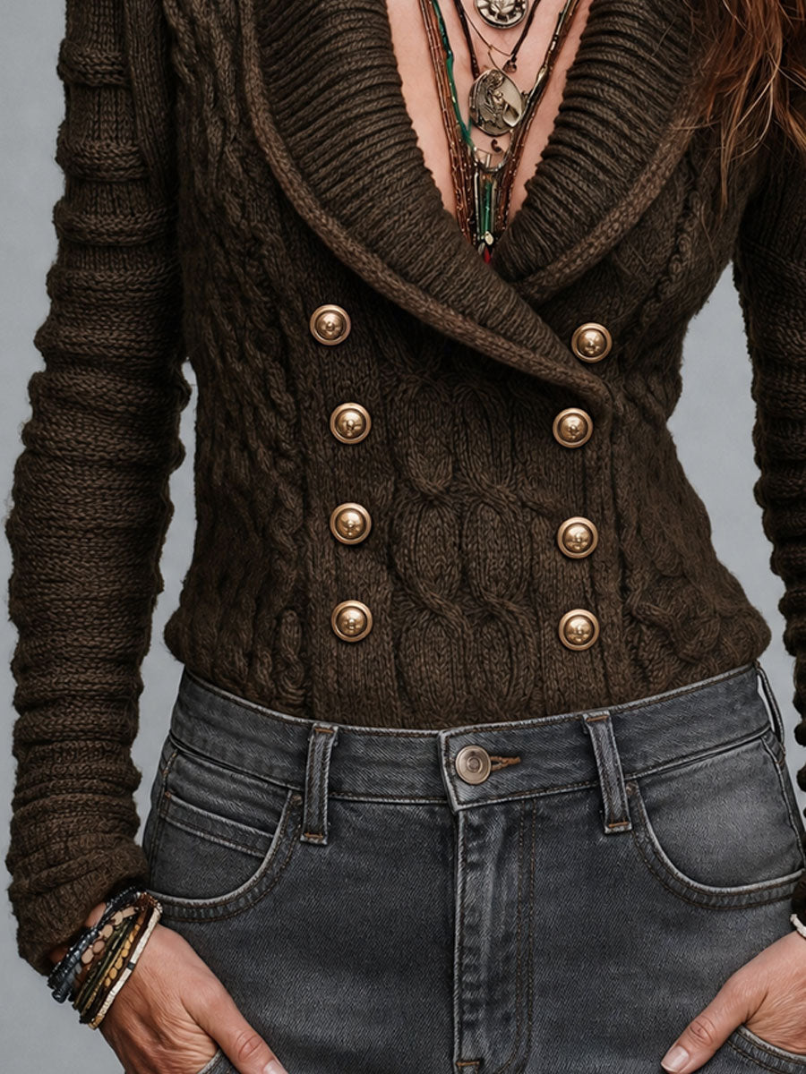 Marine - Double-Breasted Cable Cardigan