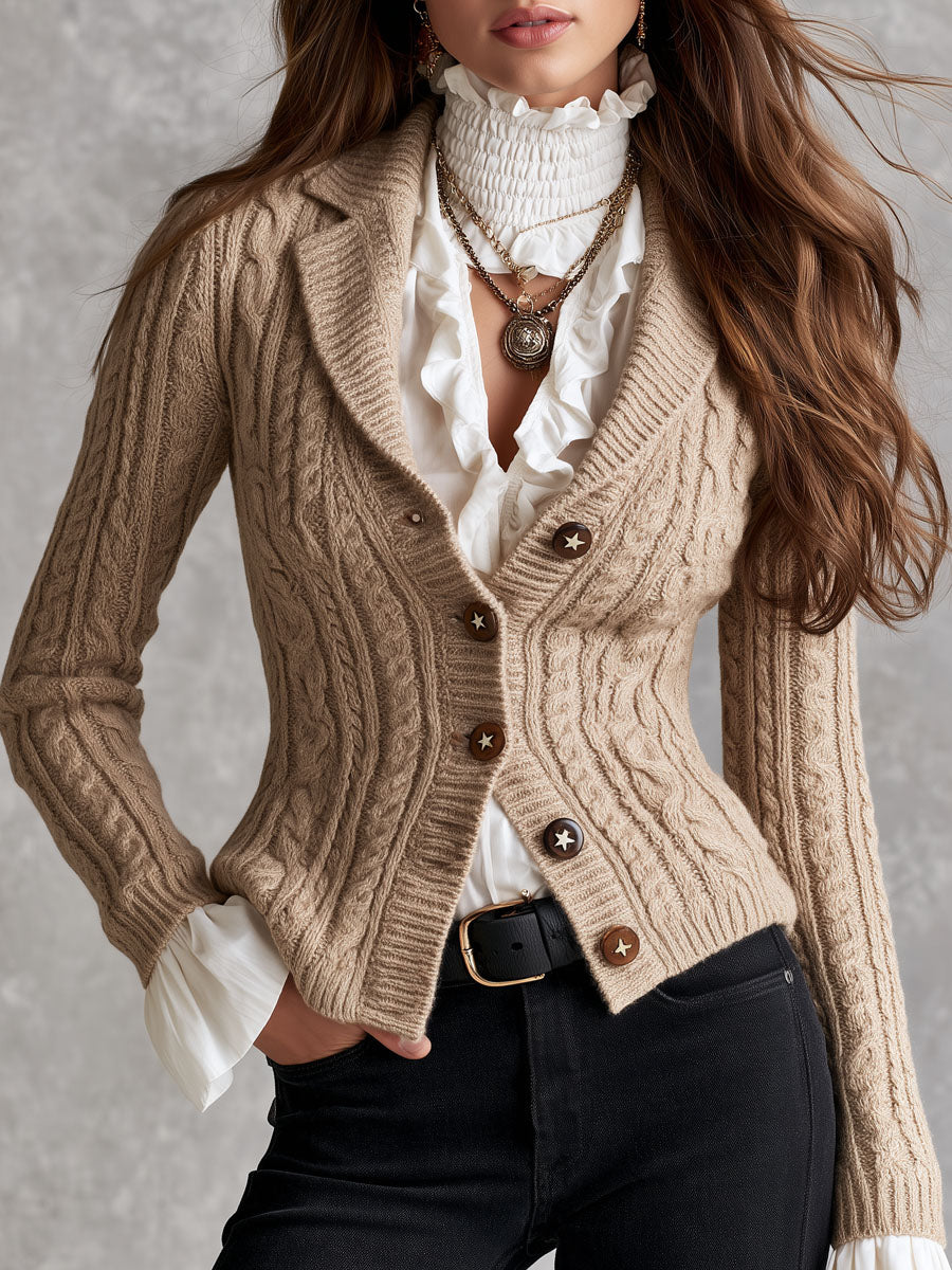 Marie - Star Button Cable Cardigan