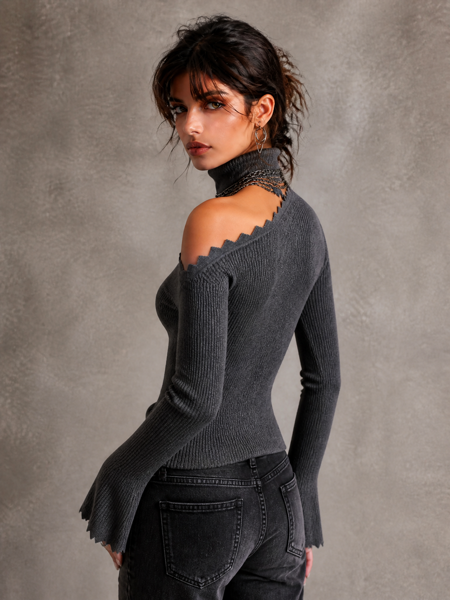 Justine - Zigzag Trim Knit Sweater