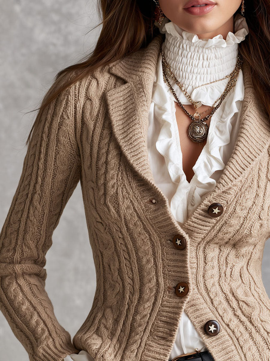 Marie - Star Button Cable Cardigan