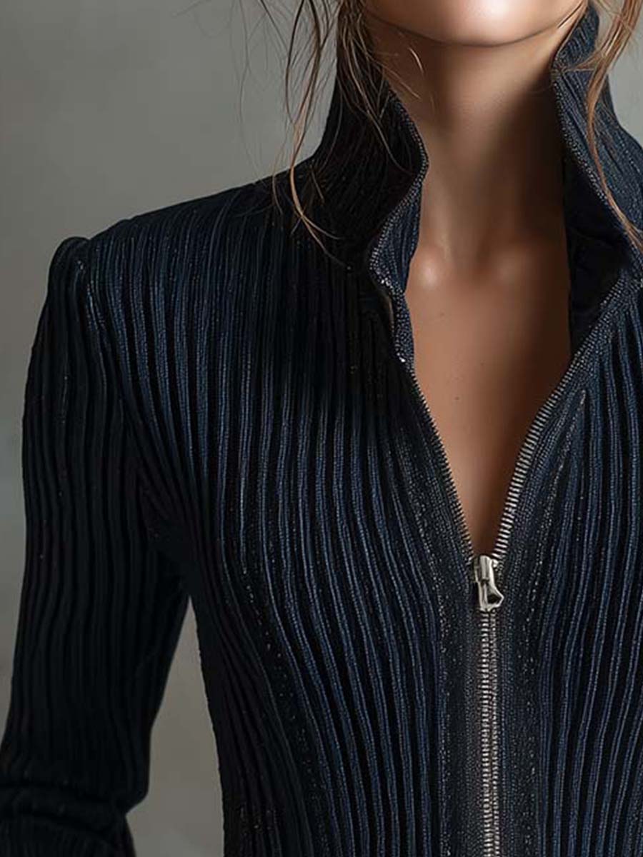 Louane - Sparkle Ribbed Knit Jacket