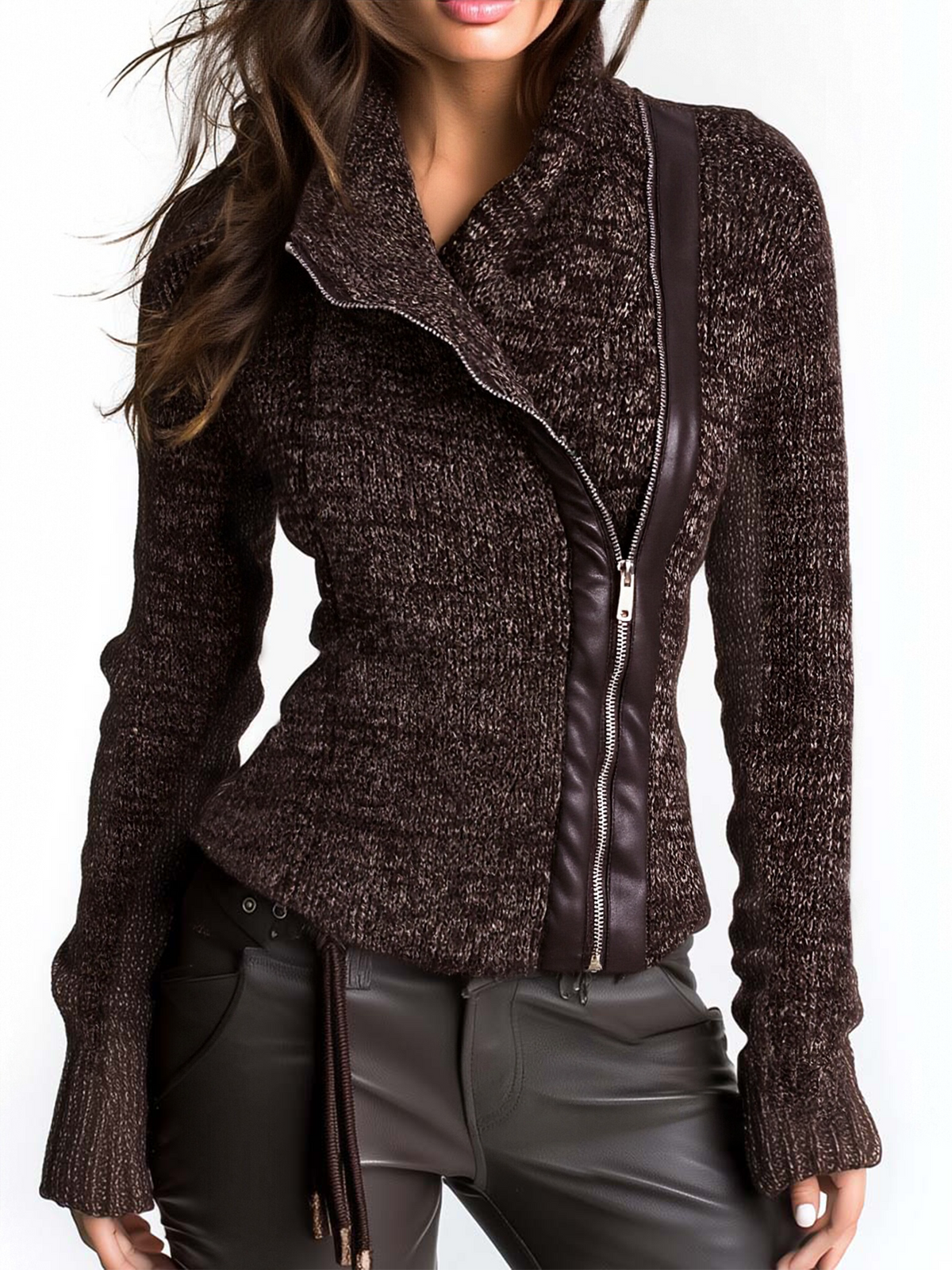 Eugenie - Asymmetric Zip Knit Jacket