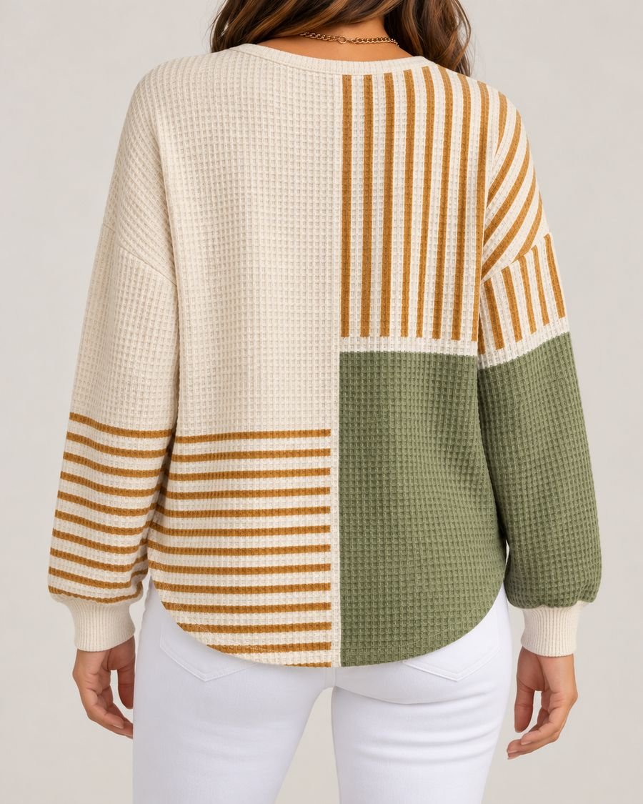 HARPER | Women's Waffle-Knit Henley Sweatshirt