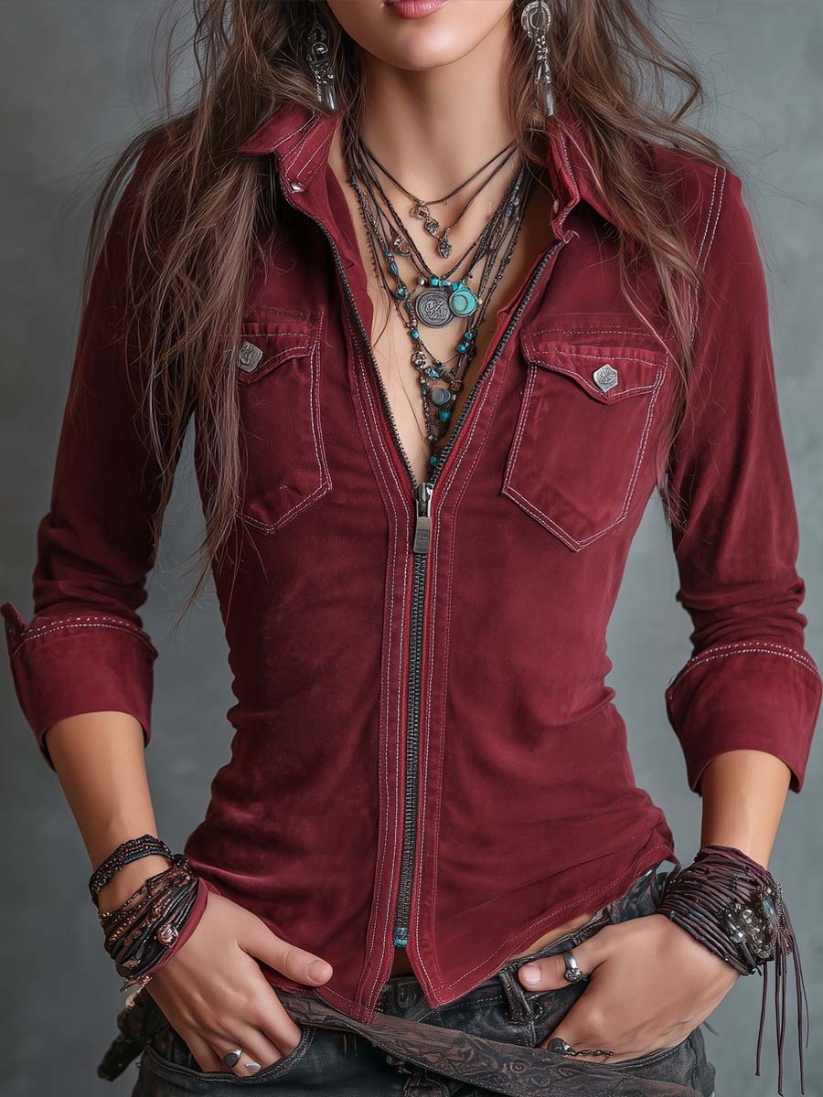 Willa - Distressed Denim Shirt