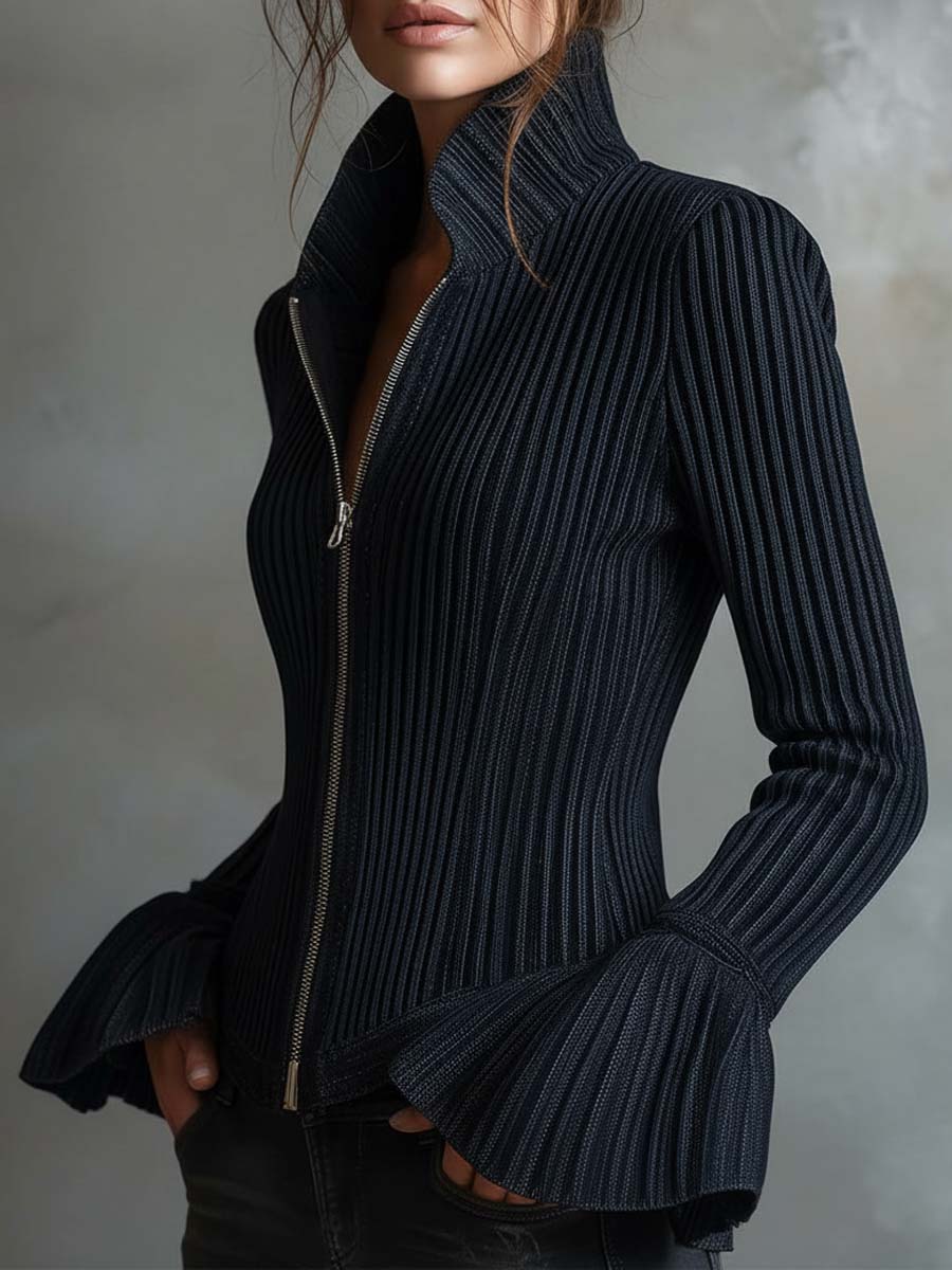 Louane - Sparkle Ribbed Knit Jacket