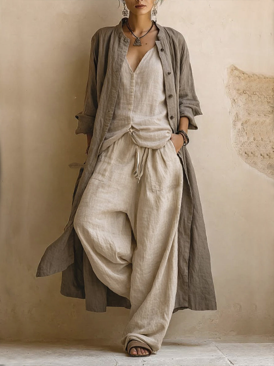 Juniper - Bohemian Three-Piece Set with Long Cardigan