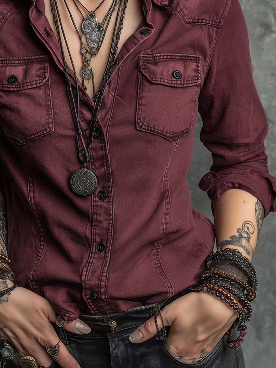 Constance - Pocket Denim Blouse