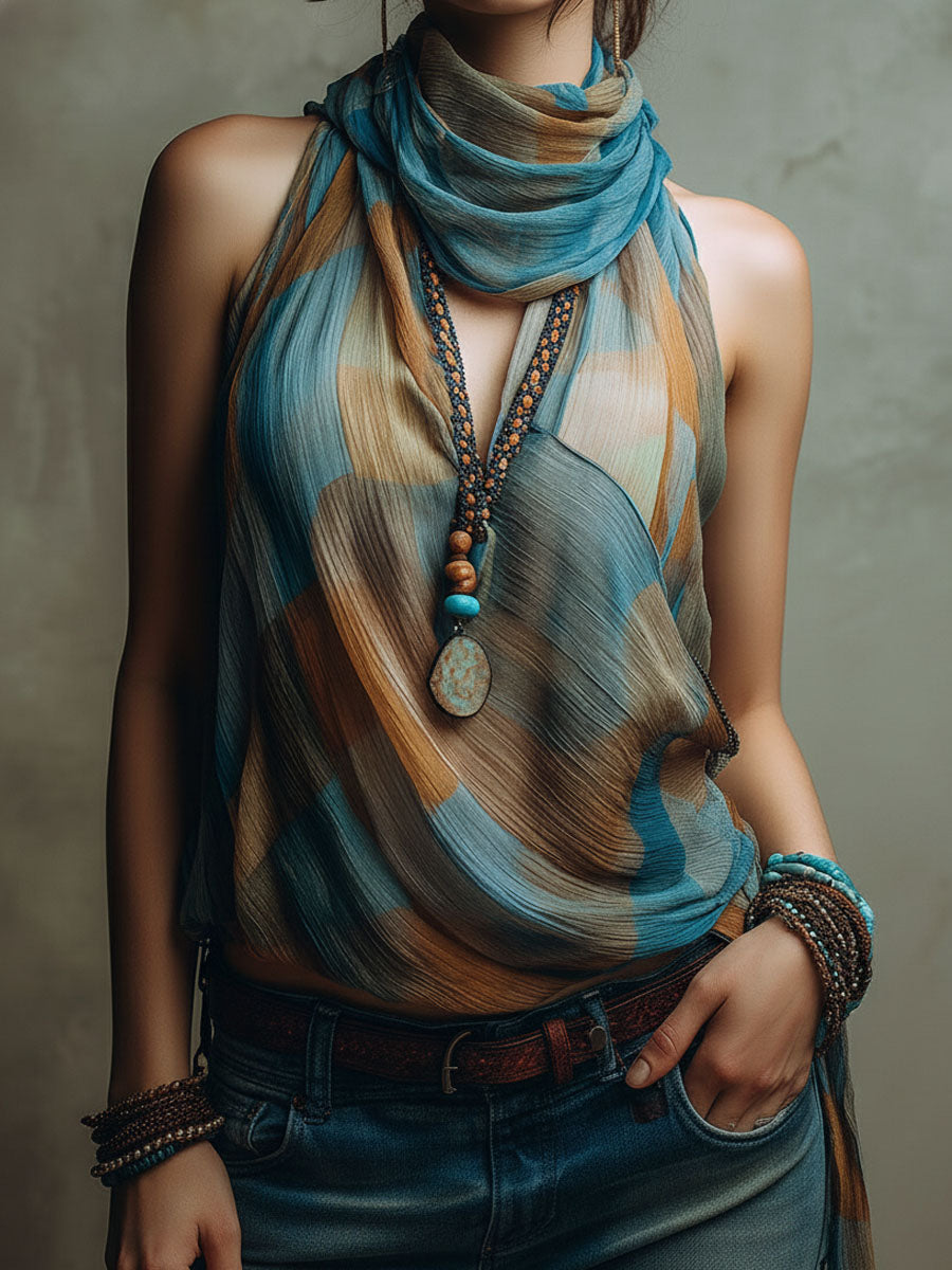 Tara - Scarf Neck Halter Blouse