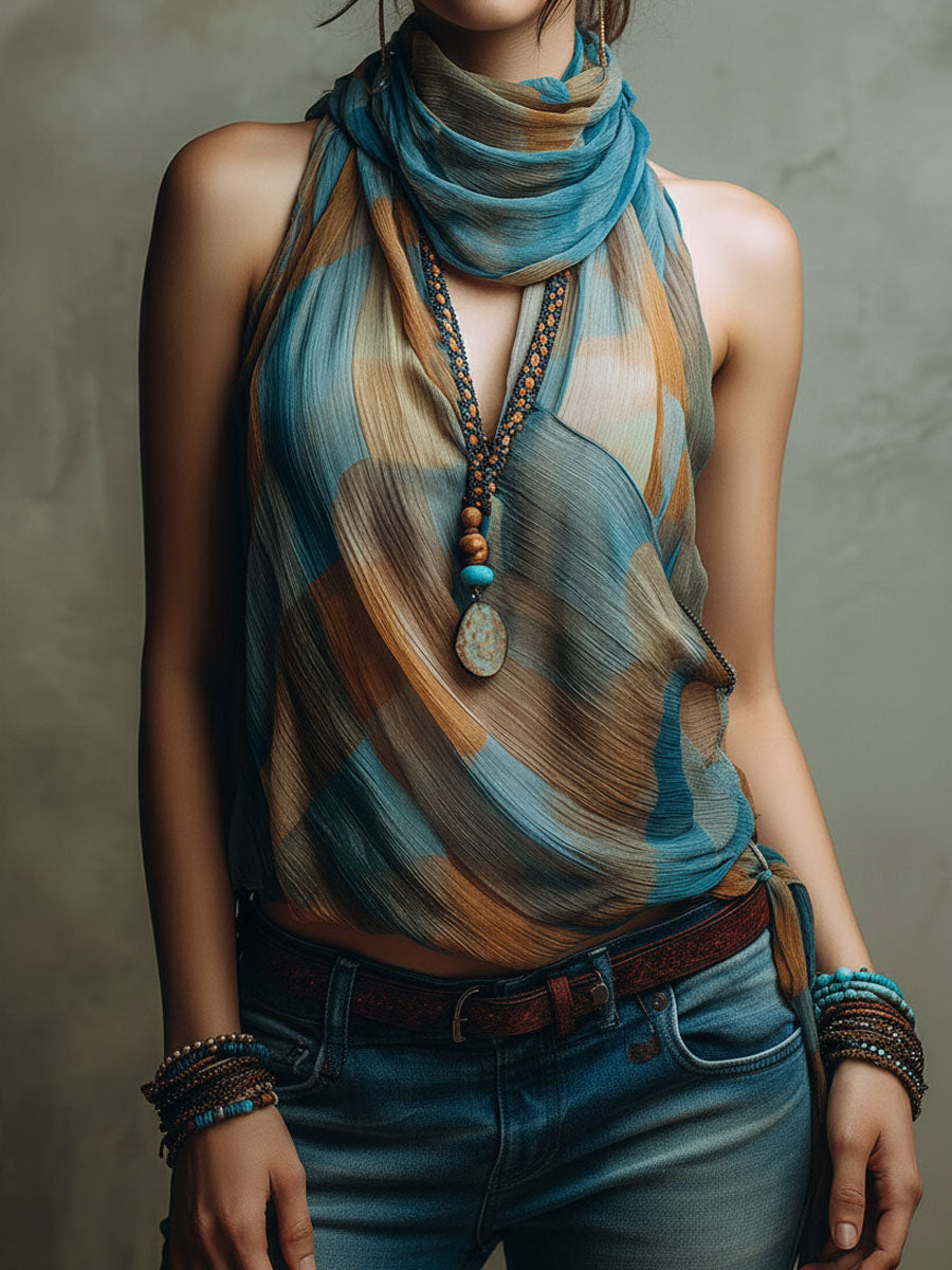 Tara - Scarf Neck Halter Blouse