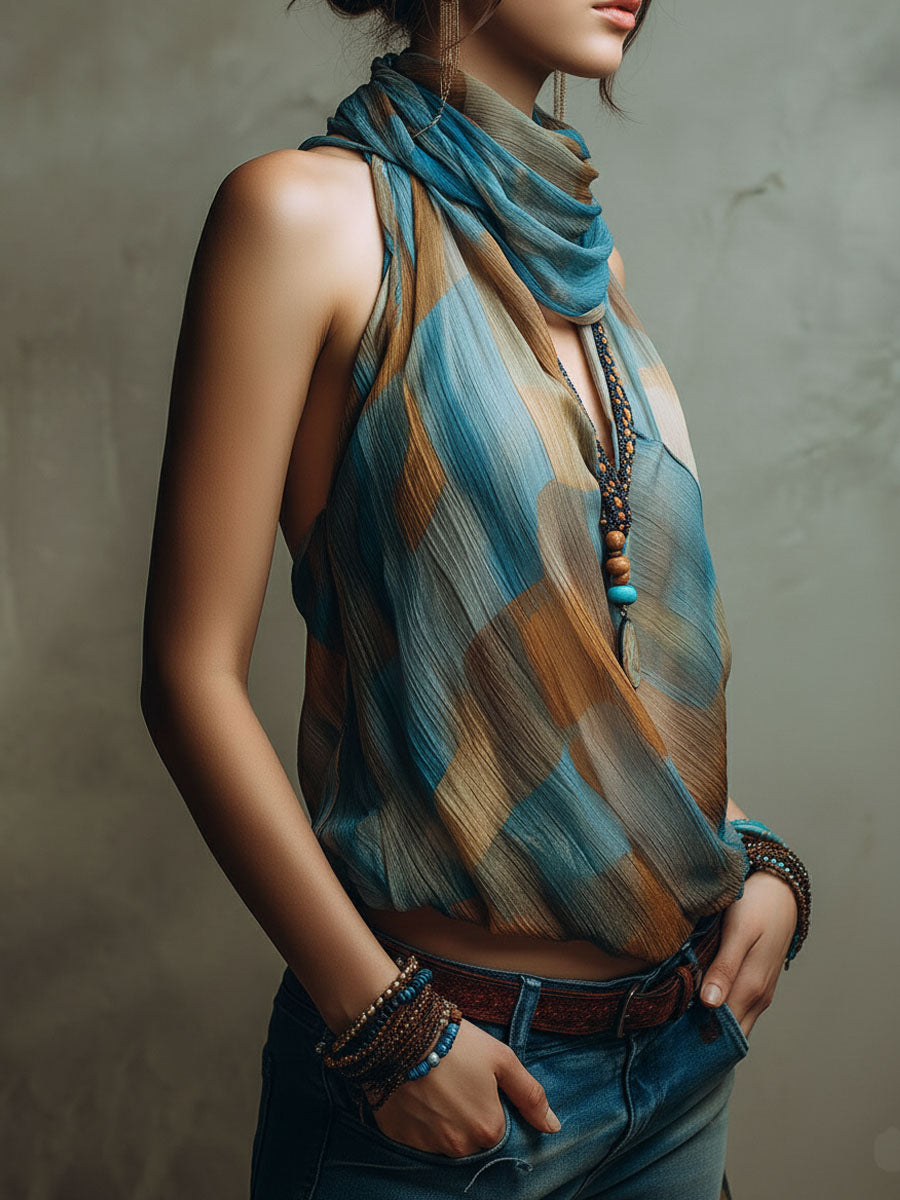 Tara - Scarf Neck Halter Blouse