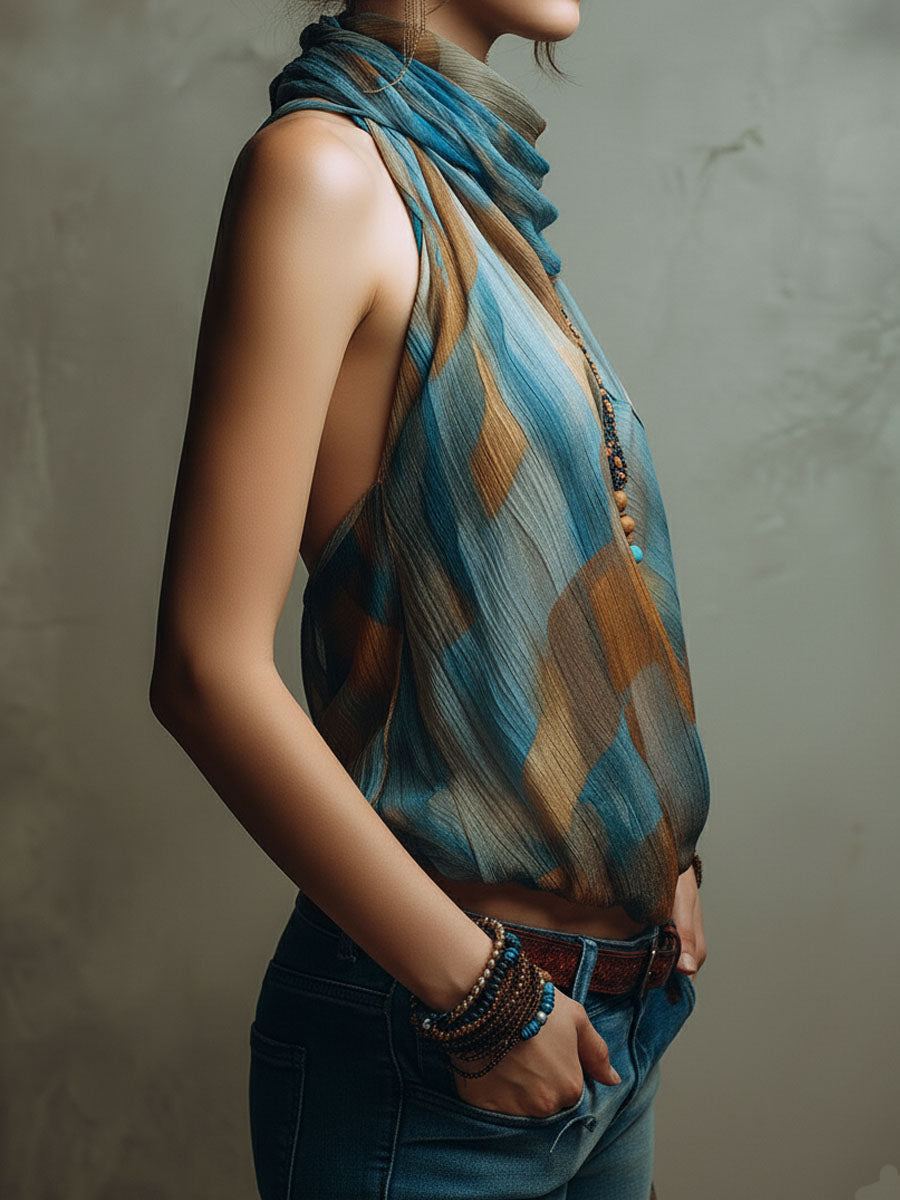 Tara - Scarf Neck Halter Blouse