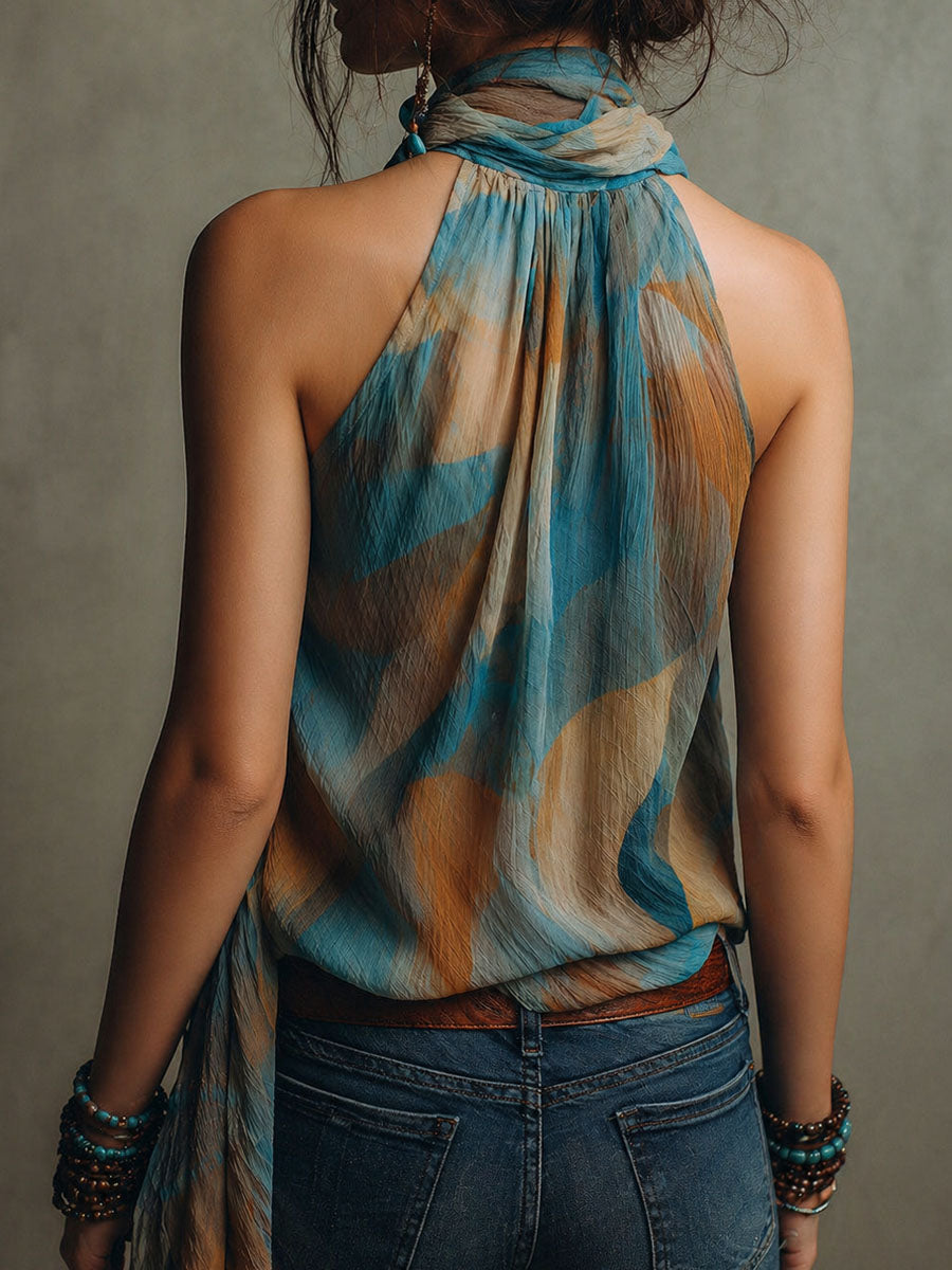 Tara - Scarf Neck Halter Blouse