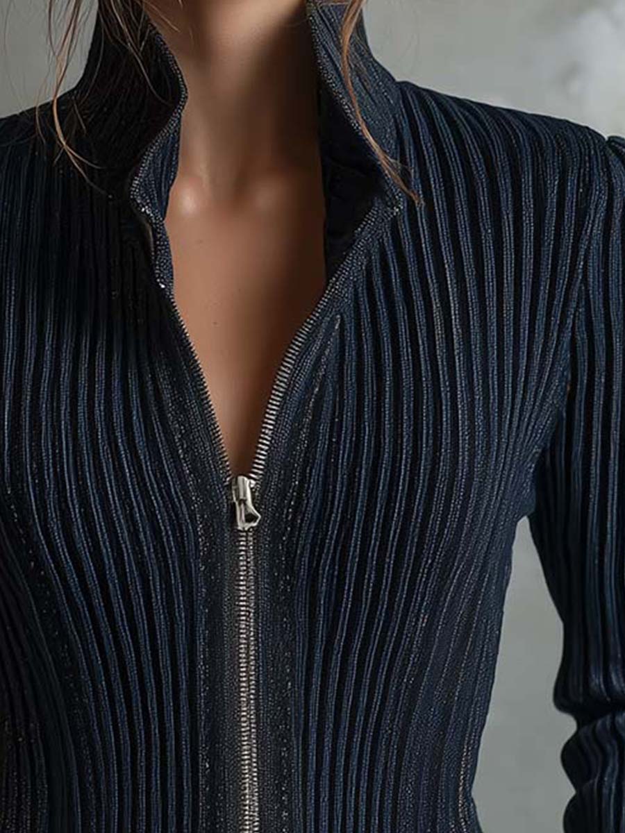 Louane - Sparkle Ribbed Knit Jacket