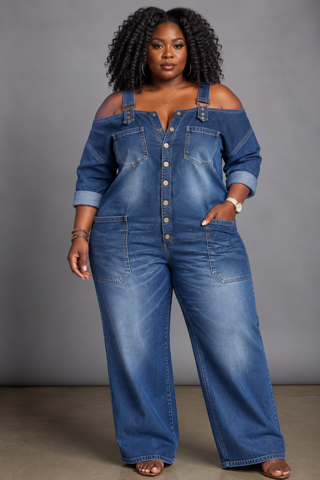 Sorrel | Off-Shoulder Denim Shirt Jumpsuit