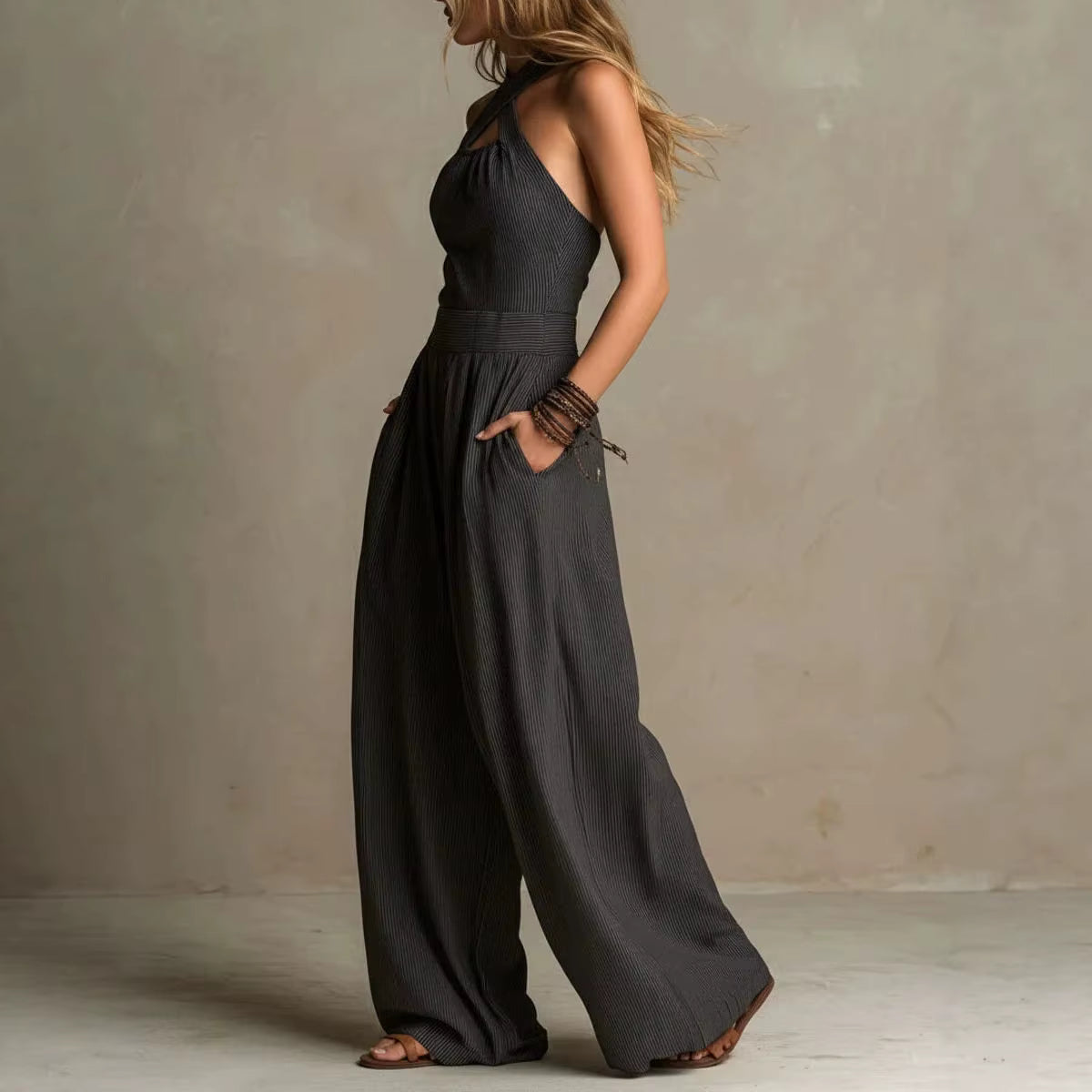 Meadow - Elegant Jumpsuit with Crossed Halter Neckline