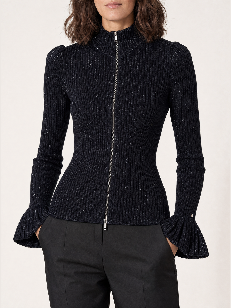 Louane - Sparkle Ribbed Knit Jacket