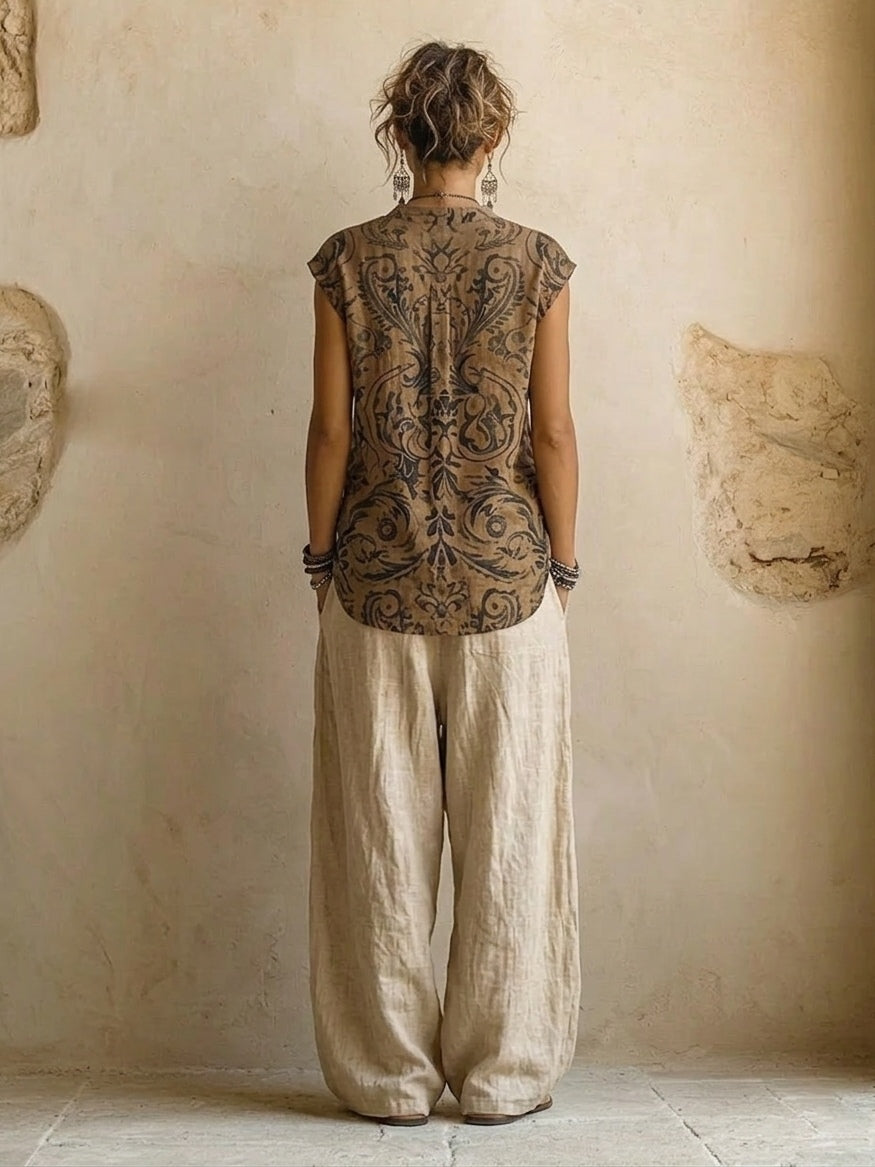 Sage - Cotton and Linen Three-Piece Lounge Set