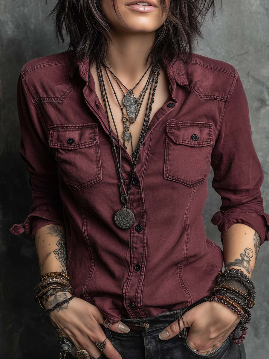 Constance - Pocket Denim Blouse