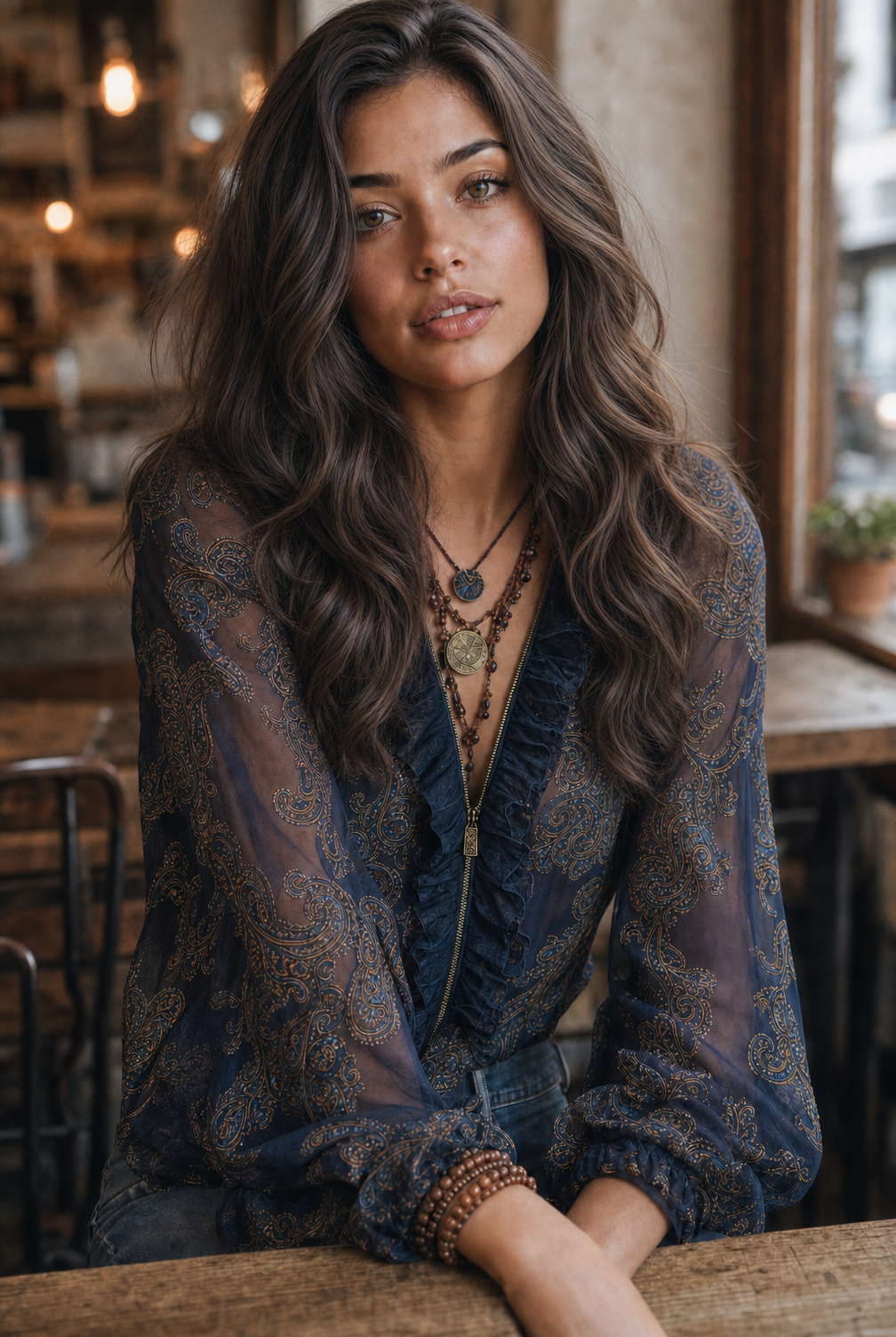 Skye - Baroque Print Chiffon Blouse