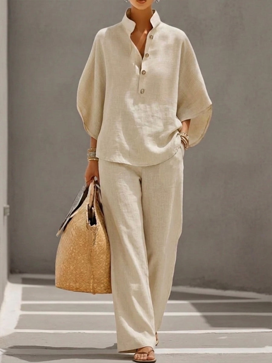 Laurel - Cotton and Linen Shirt and Trouser Set