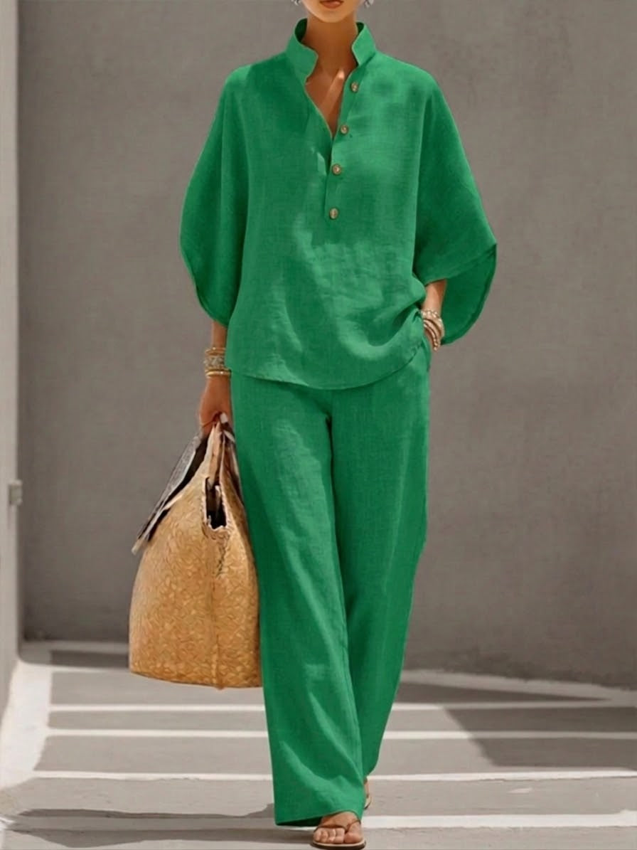 Laurel - Cotton and Linen Shirt and Trouser Set