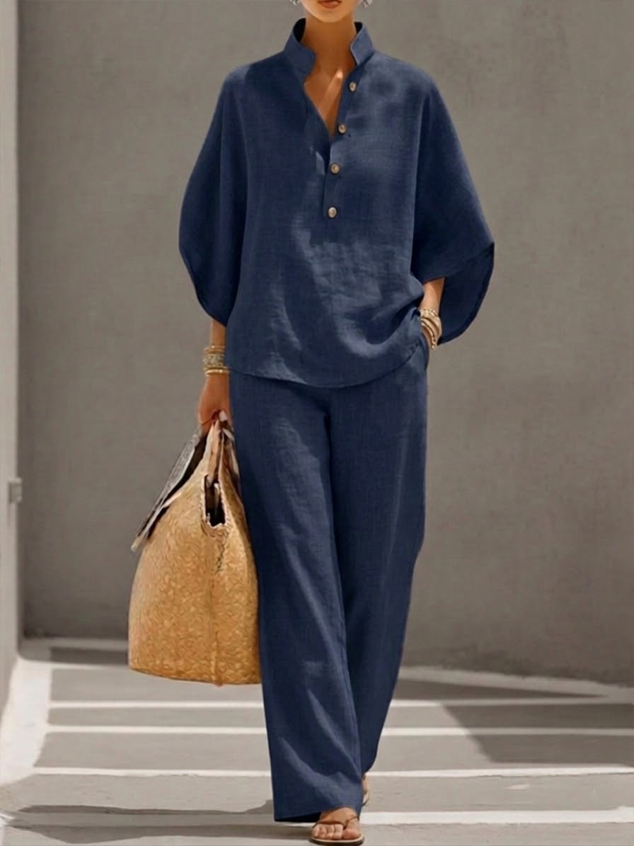 Laurel - Cotton and Linen Shirt and Trouser Set